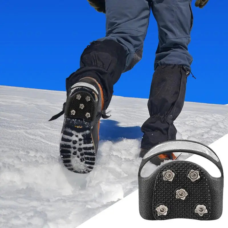 Snow Shoe Spikes Anti-Slip Stainless Steel Gripper Spike ice Cleats Snow Grips Reflective Climbing Crampons