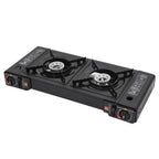 2 Burners-- Portable Camping Stove,     2.5KW Auto Ignition
Butane/LPG Gas  w/Baking Tray+Carrying Case for RV Outdoor Picnic BBQ