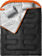 Two-Person XL Queen Size Sleeping Bag for Adults with Pillow, 
All-Season Camping Hiking Backpacking