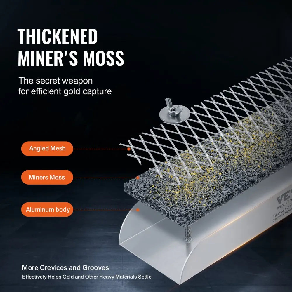VEVOR 50" 12" Complete Sluice Box Gold Panning Kit Aluminum Alloy Gold Mining Equipment  Prospecting Kit