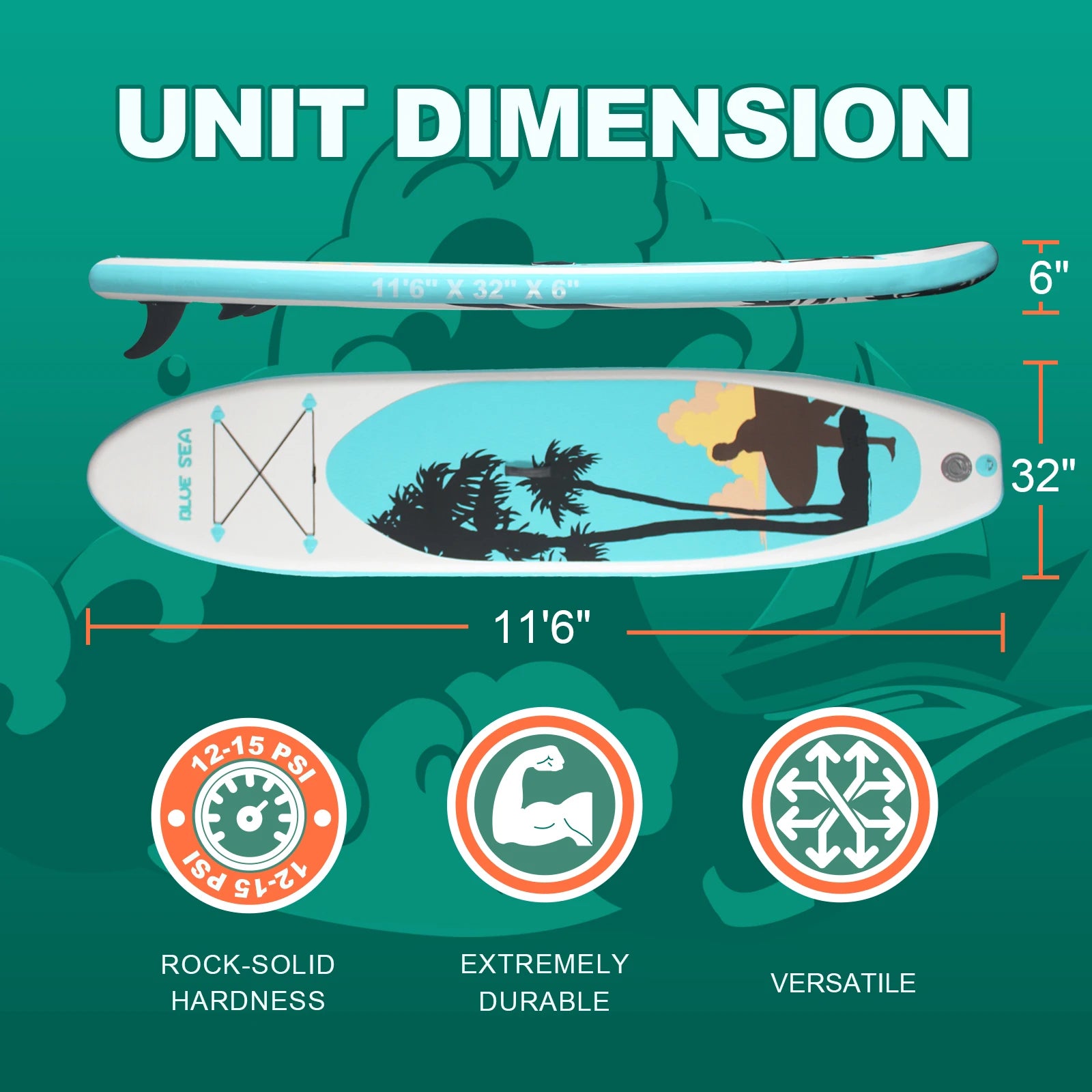 Portable Inflatable Stand Up Paddle Board 10'6"×32"×6",
 Premium PVC, Full Kit for Adults/Youth