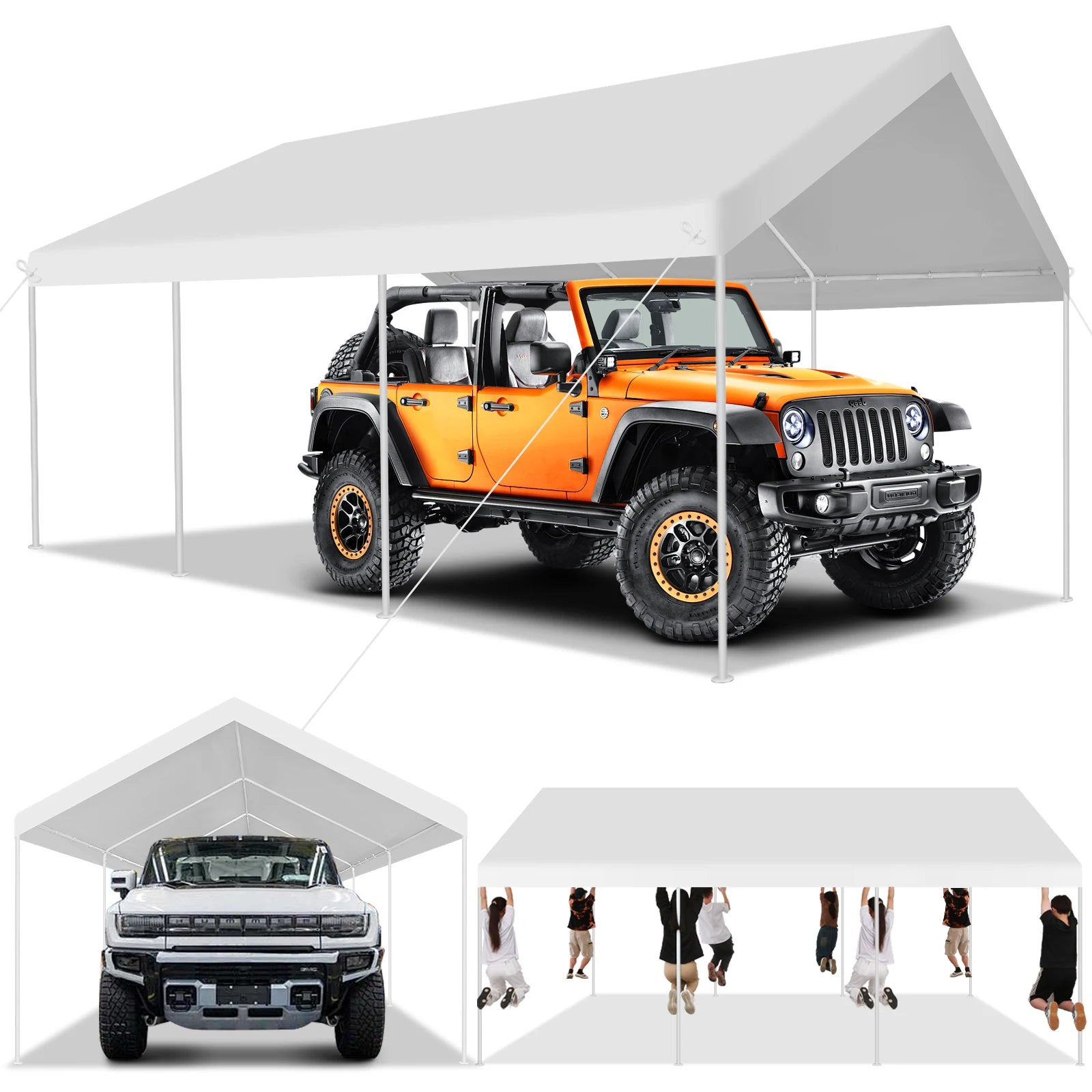 12x20ft Carport Heavy Duty, Portable Garage with Built-in Sandbags, Car Canopy for Truck, Boat, SUV with All-Season Tarp fall