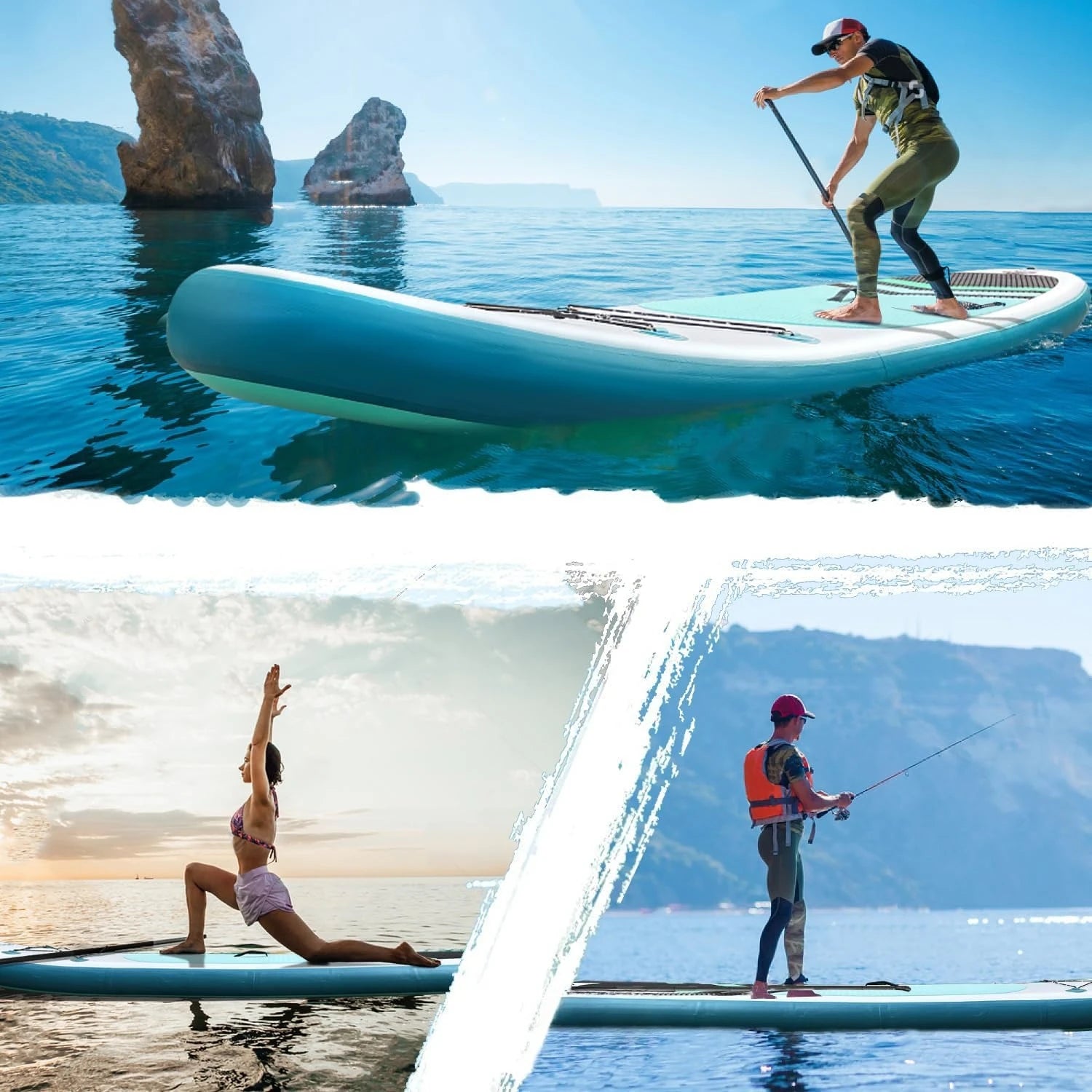Inflatable Stand Up Paddle Board 
(6’’ Thick) with Premium SUP Accessories&Bag,
Bottom Fin for Paddling,Surf Control,