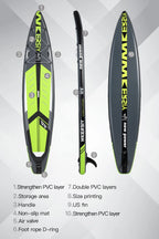 12'6 SUP inflatable paddle board 30" width for racing paddling solo stand up paddle board