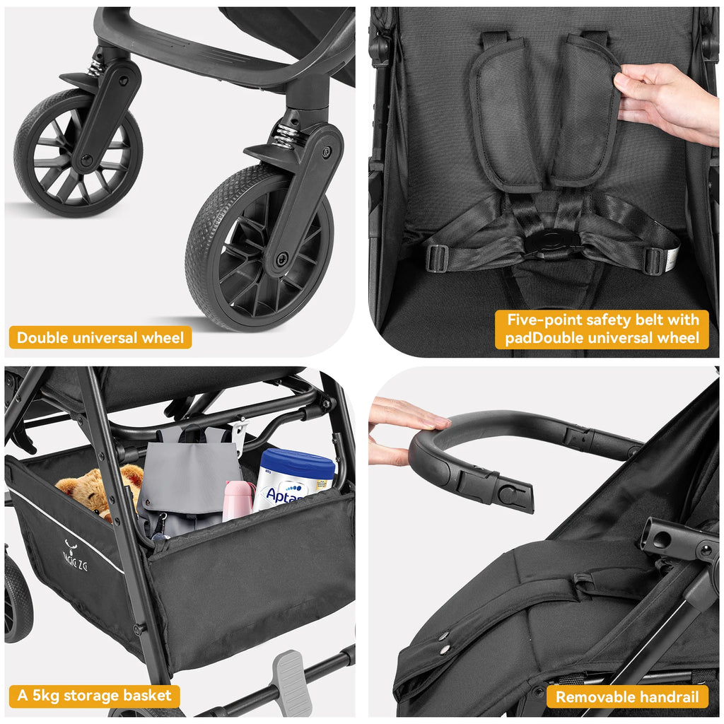 2 in 1 Baby Stroller
 Foldable,  Lightweight,   Travel System.
 Breathable fabric , daily use Newborn Pram  with sunshade canopy