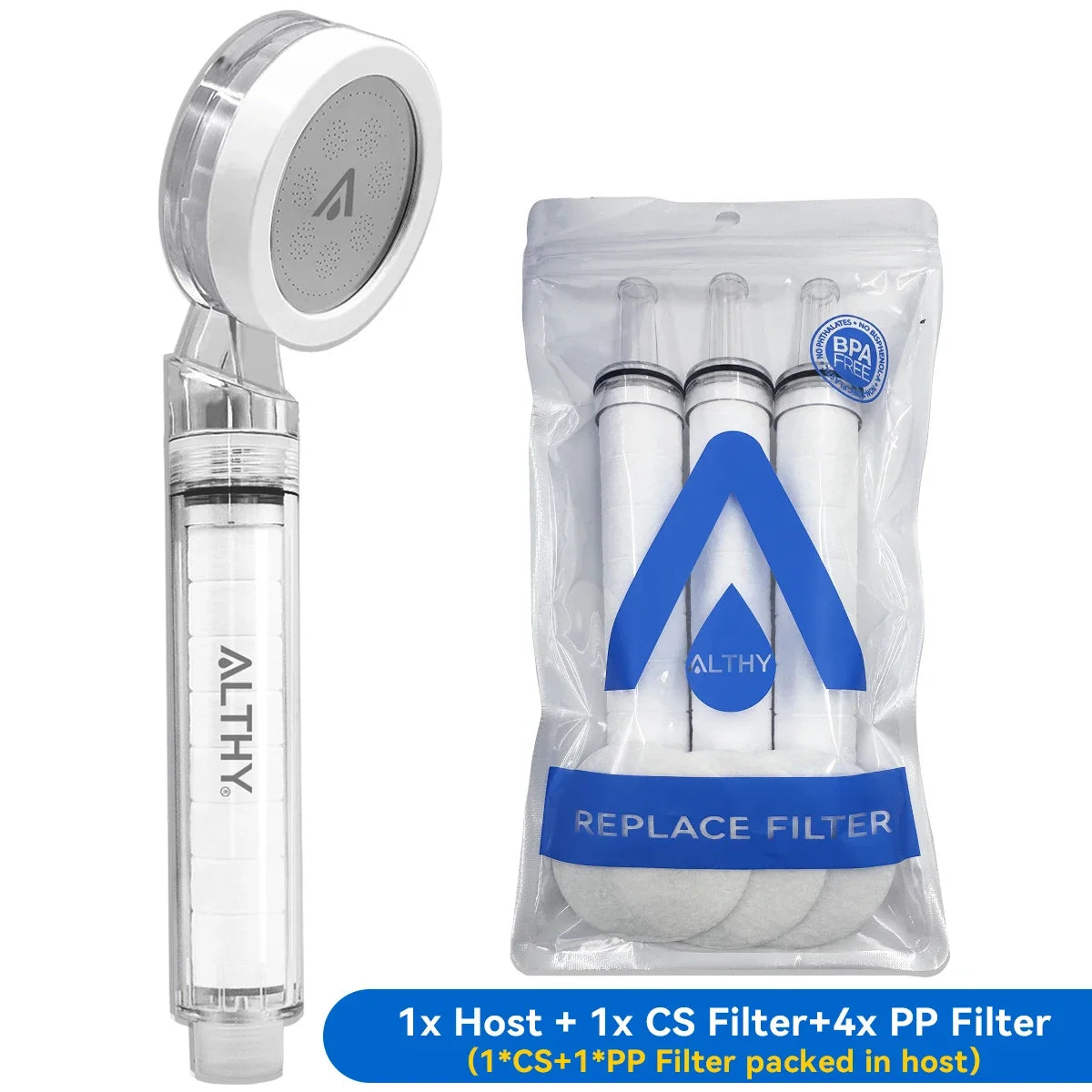 ALTHY High Pressure SPA Handheld Shower Head , 
Water Filter, Reduce Chlorine Heavy Metal, Improves Dry Skin,Hair Dandruff,Eczema