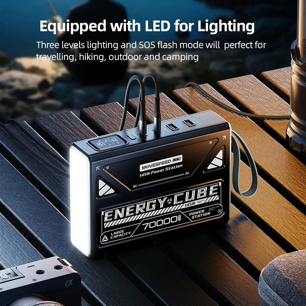 MOVESPEED LED Camping Lantern 
70000mAh Large Capacity Battery w/ Rechargeable Lamp LED 
Emergency Light for Outdoor Power Outage