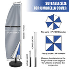 Garden Parasol Cover with Rod & Pull Ring UV Protection 210D Oxford Waterproof Fabric Cantilever Large Umbrella Cover Outdoor