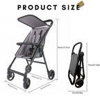 LIGHTWEIGHT STROLLER, 5-POINT HARNESS & ONE-HAND FOLD - Compact Travel Baby Pushchair with Canopy, All-Terrain Wheels
