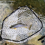 Foldable Fish Net for Trout Fly Fishing Landing Net with Handle 
Soft Rubber Mesh for Stream Shore Fishing