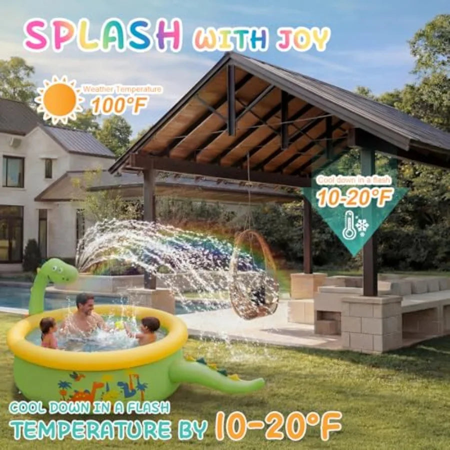 Dinosaur Inflatable Kiddie Pool Splash Pads for Toddlers with Sprinkler 
Outdoor Blow Up Mat Baby Dinosaur Play Swimming Pool