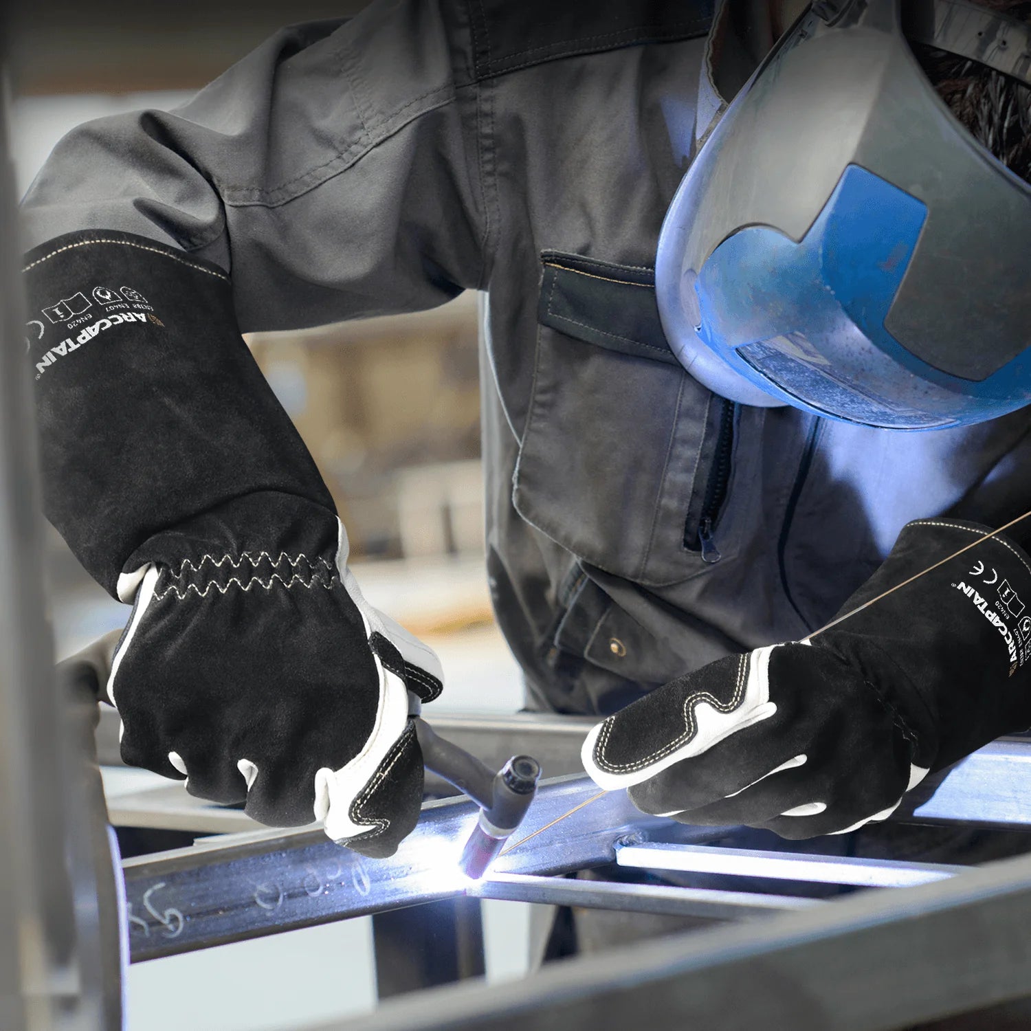 ARCCAPTAIN Welding Glove 14 inch 
Multifunctional  Goatskin Leather Protection For Welders Against Scalding