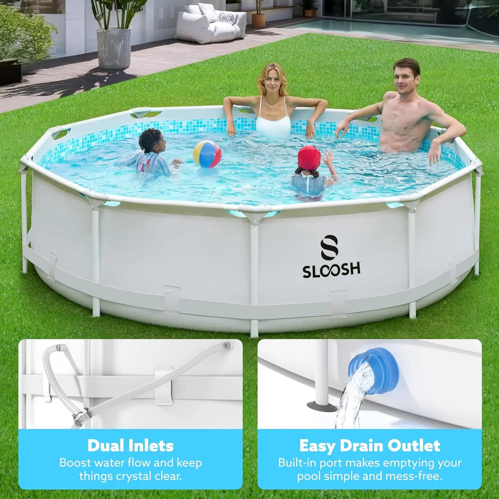 JOYFY Round Above Ground Pool 12ft/10ft/15ft Outdoor Round Frame 
 Set for Kids Adults with Filter Pump