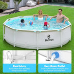 JOYFY Round Above Ground Pool 12ft/10ft/15ft Outdoor Round Frame 
 Set for Kids Adults with Filter Pump