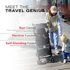 All-Terrain, Ultra Compact Lightweight Travel Stroller with Canopy and Reclining Seat in Velvet Black