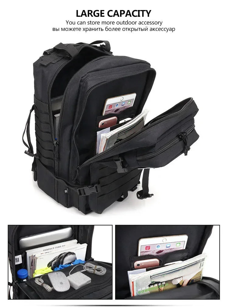 45L Man Tactical Backpacks Traveling  Outdoor 3P School Pack EDC Molle Pack
