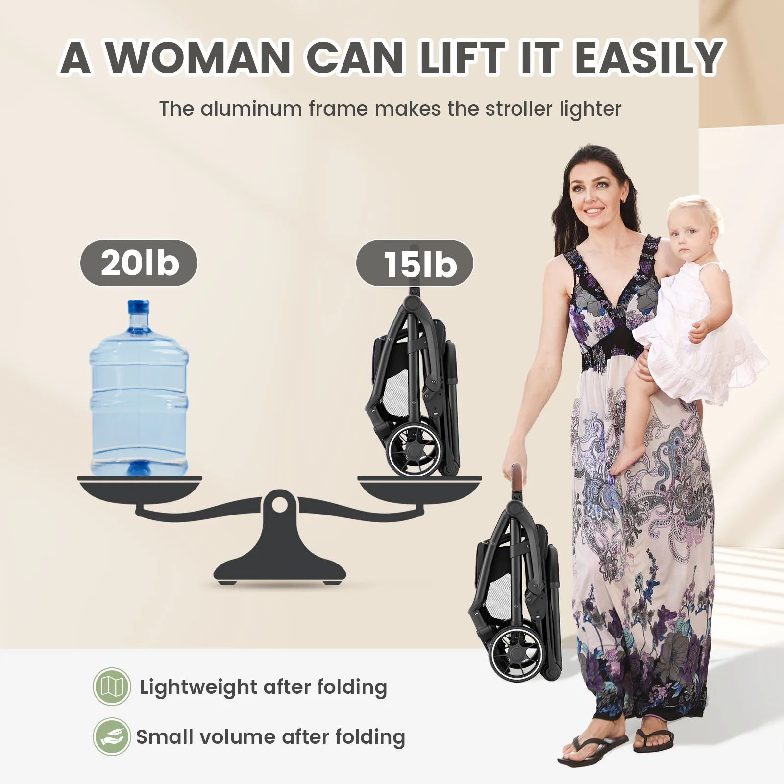Standard Stroller  Seat, Foldable Portable Newborn Stroller ,Luxury Baby Carriage ,Baby,Toddlers,360°Swivel Seat