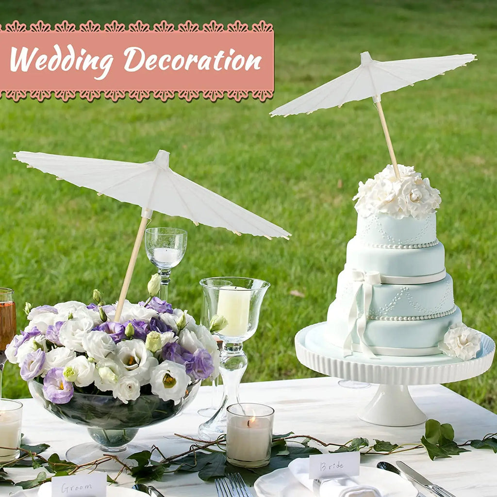 White Paper Parasol for Wedding Photo Cosplay Prop DIY Umbrella for Bridal Baby Shower Party 60cm 80cm 10/15/20/30/50/100Pcs