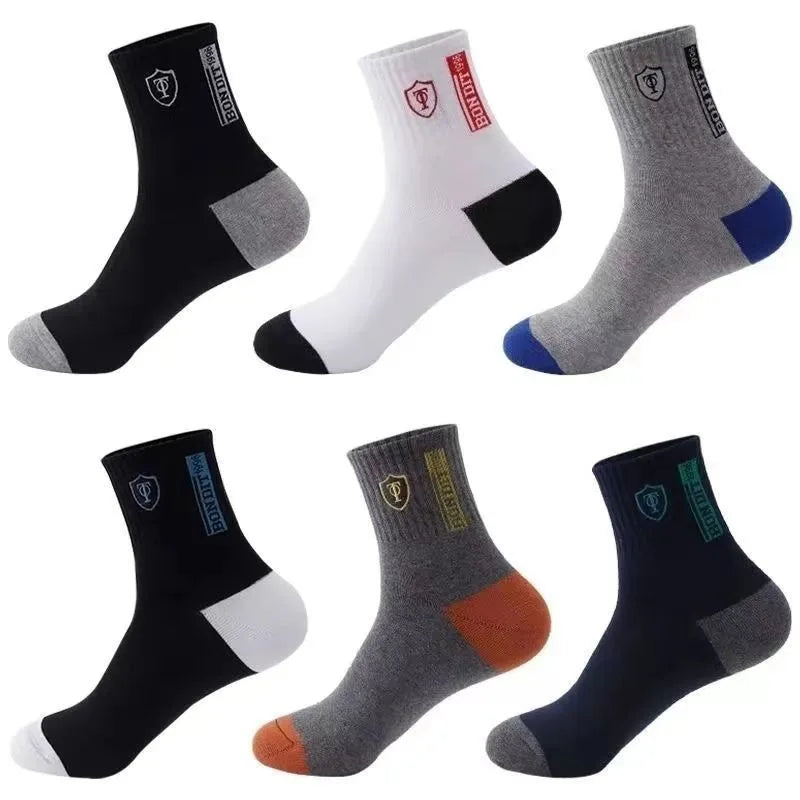 5/10 pairs Breathable Men's Basketball Crew Socks
 for Spring and Fall
 Sweat Absorption Deodorant Sports Stockings