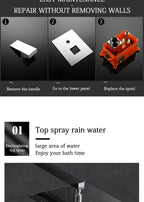 Black Concealed Shower System
Rain Waterfall Bathroom Embedded Shower Faucet Set with Tub Spout