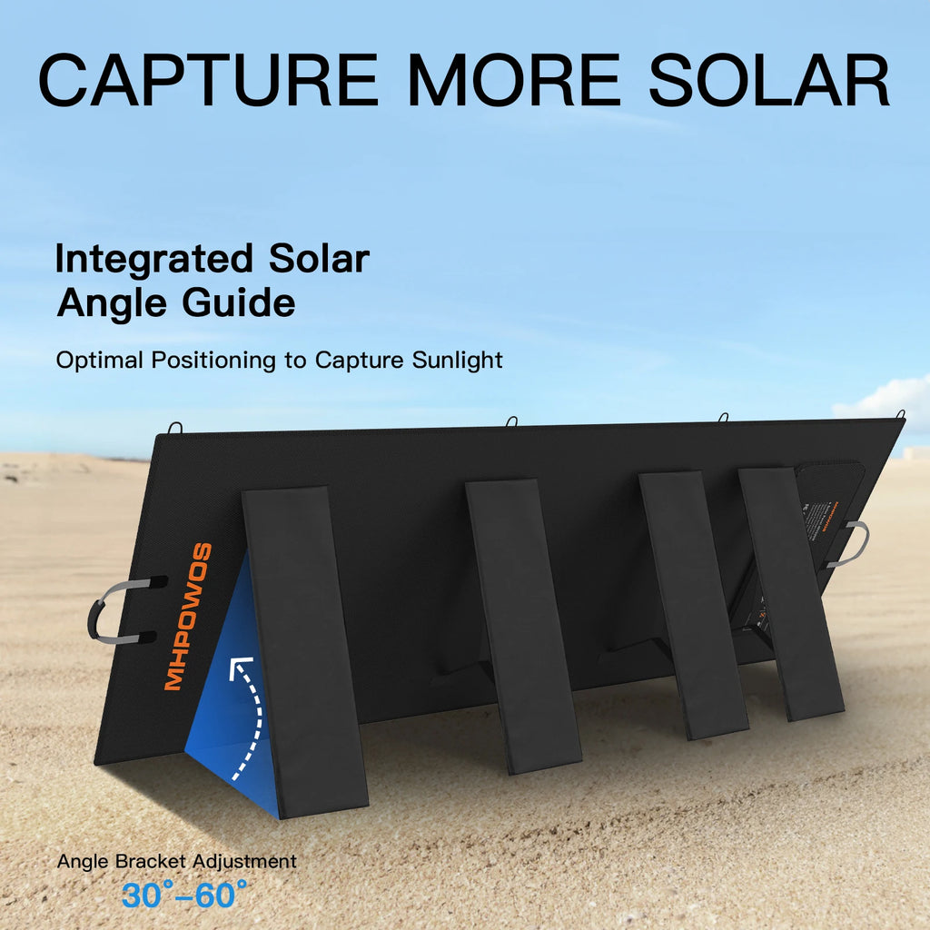 MHPOWOS 400W Portable Solar Panel, 
Lightweight Foldable Solar Panels with an Adjustable Kickstand, 
IP67 Waterproof Solar Charger