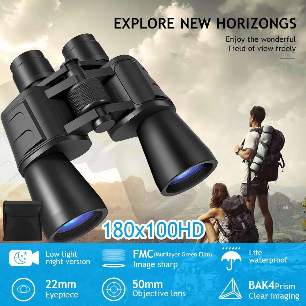 180x100 Zoom Binoculars Professional 
HD BAK4-Prism Powerful -- Day Night Vision 
Long Range Outdoor Waterproof Telescope