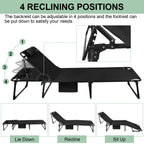 Portable Folding Camping Cot -
3-Position Adjustable Reclining Lounge Chair
 with Pillow, Outdoor Sleeping Bed (68cm Wide)