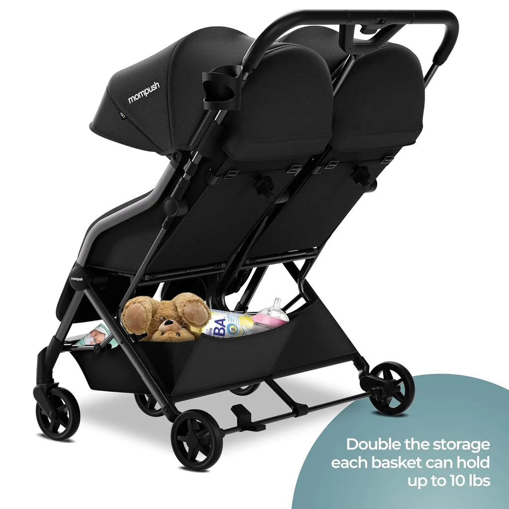 Lithe Double Stroller, Lightweight Side by Side Stroller,
 for Newborn and Toddler, Easy Fold, Spacious Seats with Recline, UPF50+