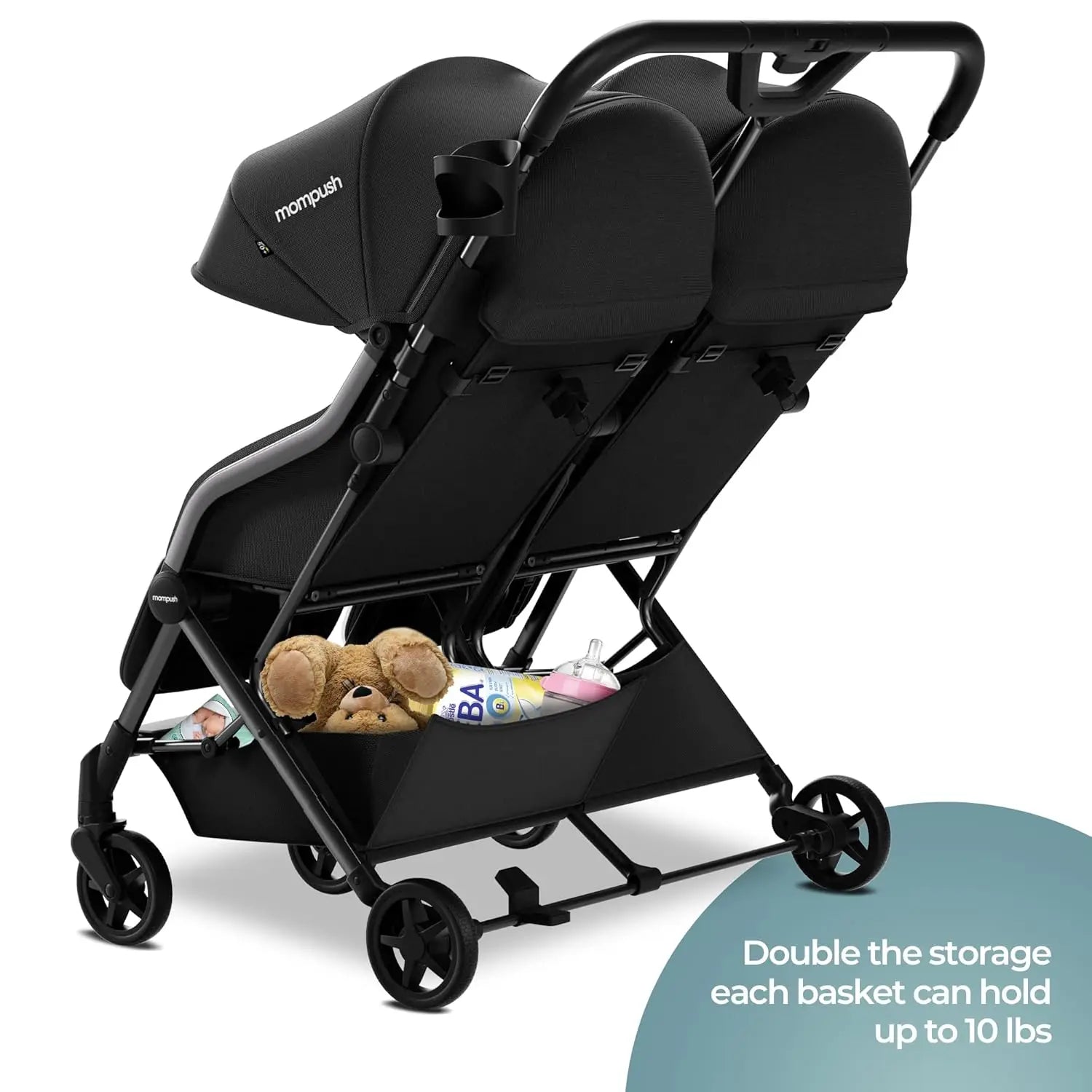 Lithe Double Stroller, Lightweight Side by Side Stroller,
 for Newborn and Toddler, Easy Fold, Spacious Seats with Recline, UPF50+