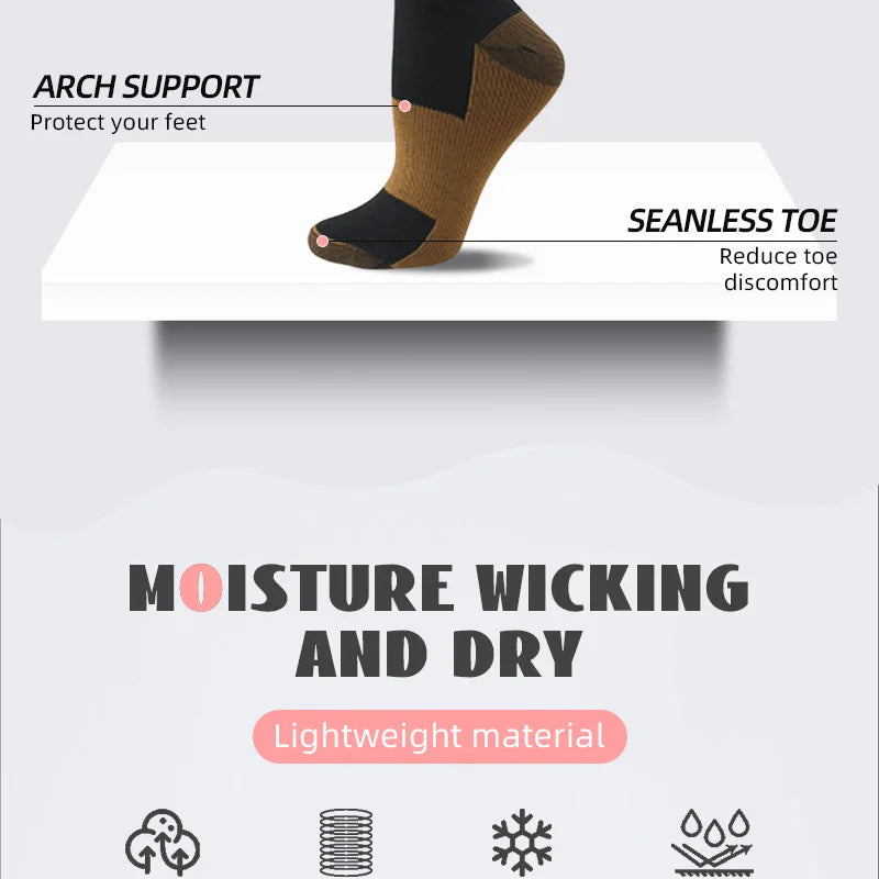 6 pairs copper fiber compression socks 
for men and women for;
 running ,and traveling for nurses and pregnant women mid-calf design