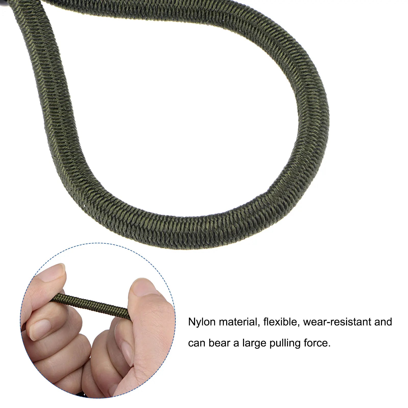Elastic Cords with Hook 6 Inch Tarp Straps Ropes Fixed for Outdoor Camping Tent Canopy Awnings Cover Dark Green, Pack of 10