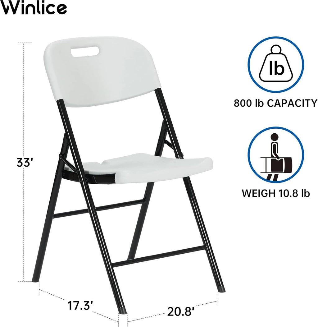 10 Pack Thicker 800 LBS White Folding Chairs, Commercial Grade for Events