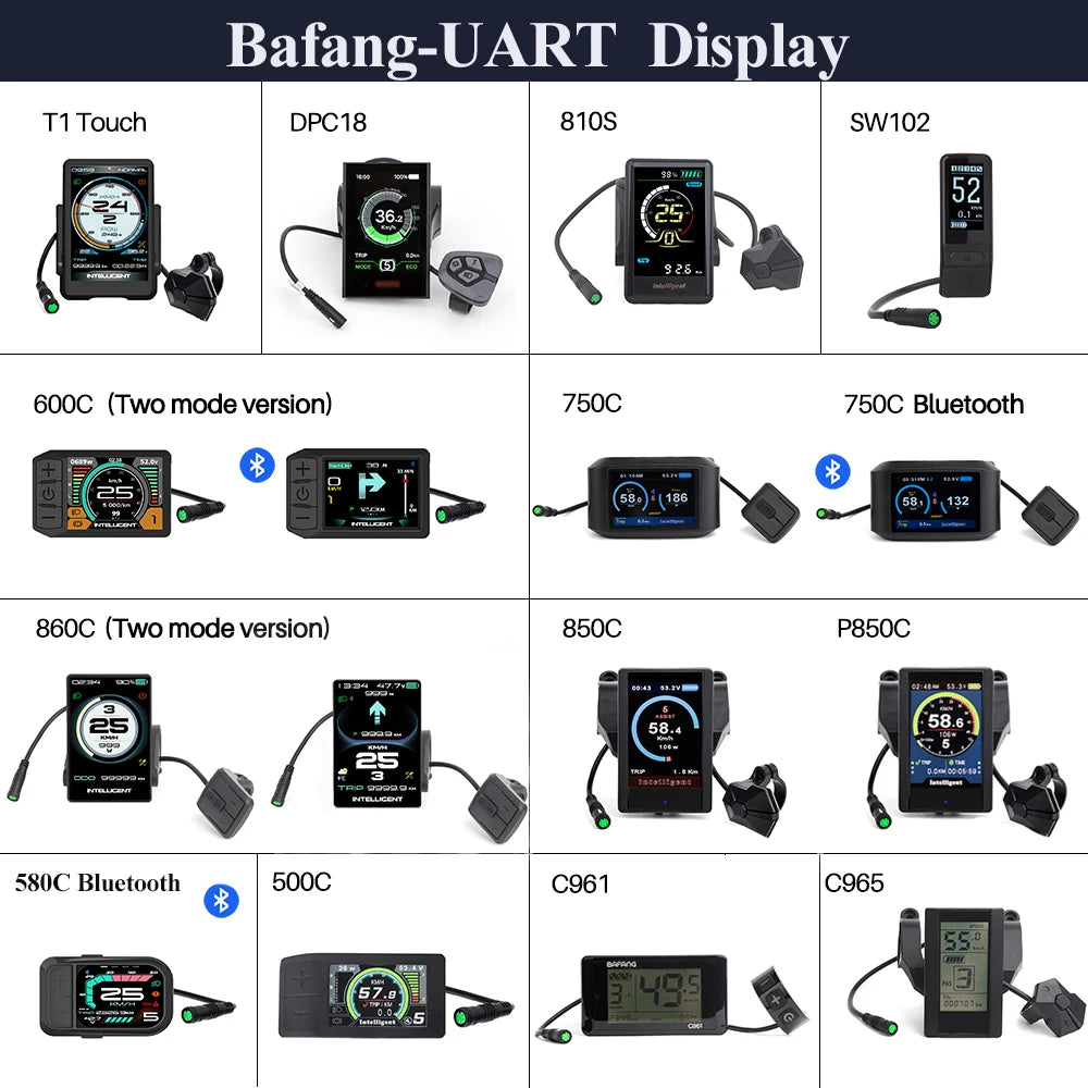 Bafang LCD Color Display Instrument 36V 48V 52V P860C 860C P850C 600C C965 DPC18 BF-UART Protocol Bluetooth 750W Motor E-bike