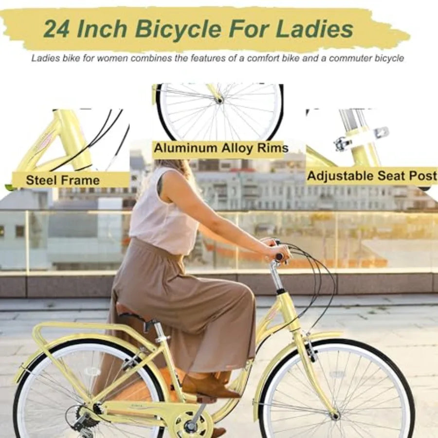 24/26 Inch Cruiser Bicycle with 7 Speed , for Women 24/26 Woman's Bike