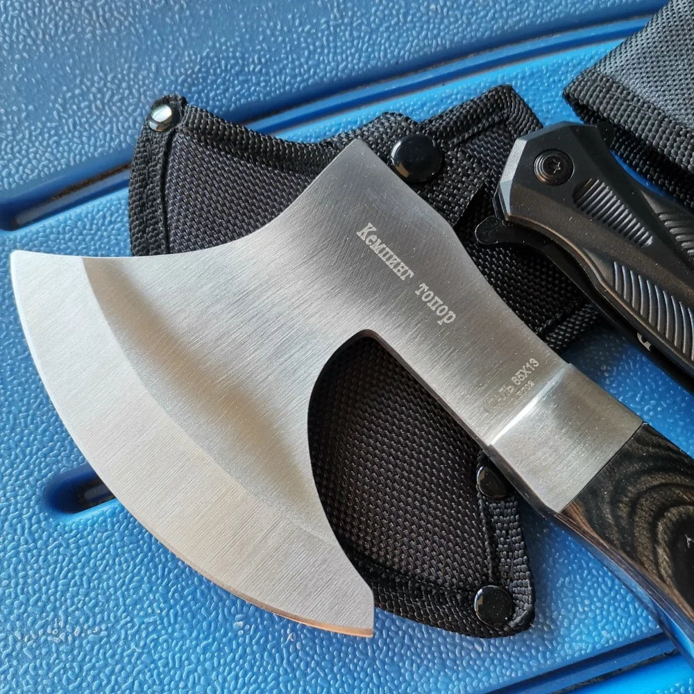Stainless Steel Axe & Folding Knife Combo Set: 
High-Performance for Outdoor Adventures, Camping & Hiking
