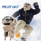 Lei Feng Hat Men's Windproof Hunter Hat For Men Winter Warm Trapper Hat With Goggles Earmuffs Face Cover For Cycling Skiing