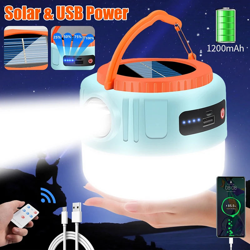 Outdoor Solar Camping Light 
High Power Work Light
LED Flashlight - Emergency Power Bank , Tent Hanging Lamp