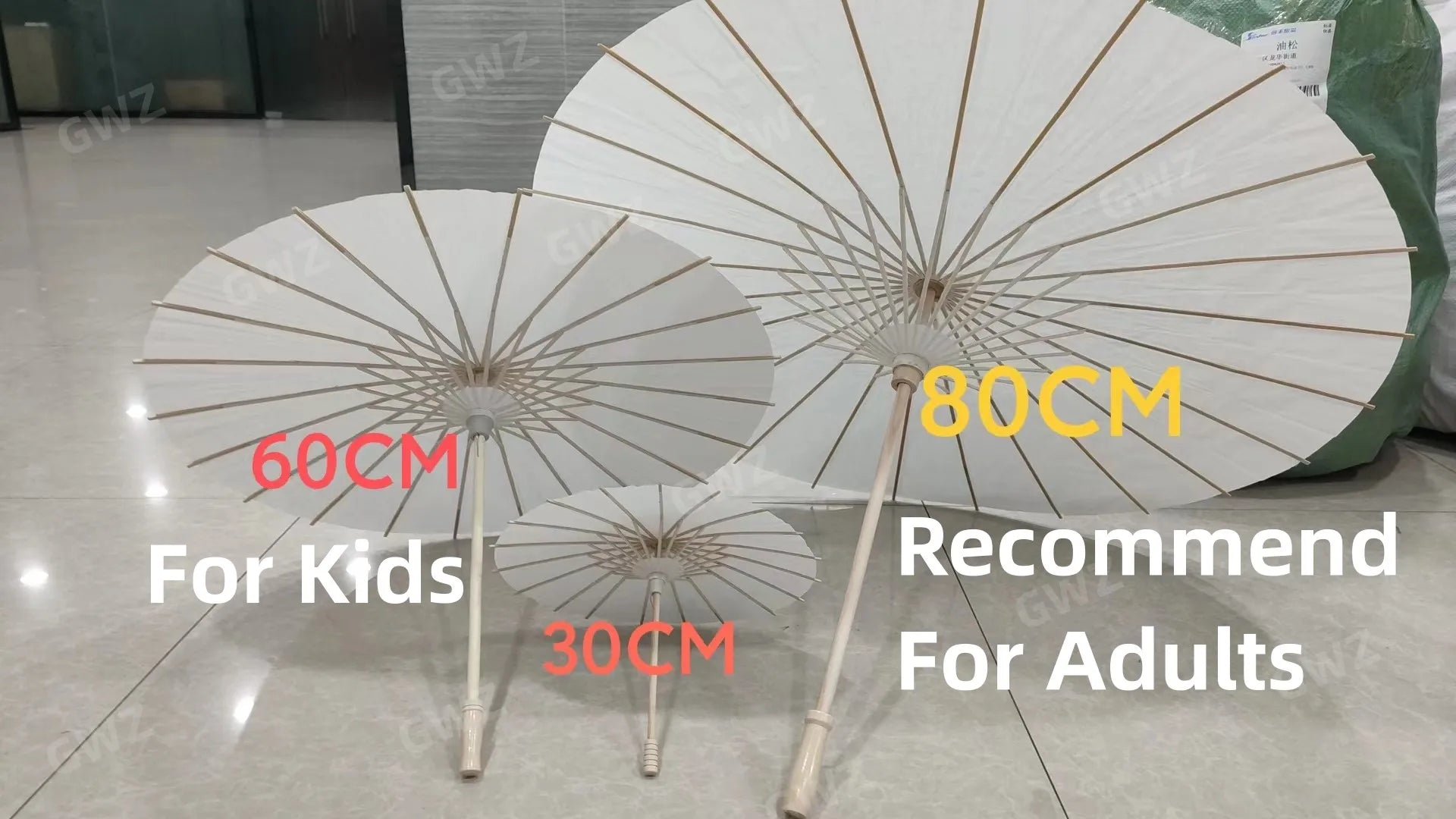 White Paper Parasol for Wedding Photo Cosplay Prop DIY Umbrella for Bridal Baby Shower Party 60cm 80cm 10/15/20/30/50/100Pcs