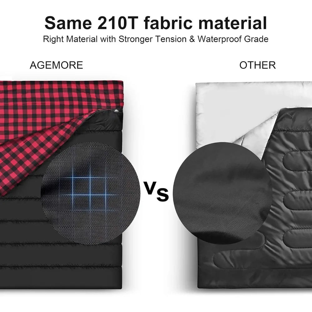 Waterproof 2-Person Cotton Flannel Sleeping Bag - 
Ideal for Camping, Backpacking, Hiking, and Outdoor Adventures
