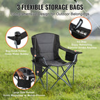 SucceBuy Camping Folding Chair for Adults  
Portable Quad Lumbar Back , Padded Arm  with Side Pockets for Beach, Lawn, Picnic