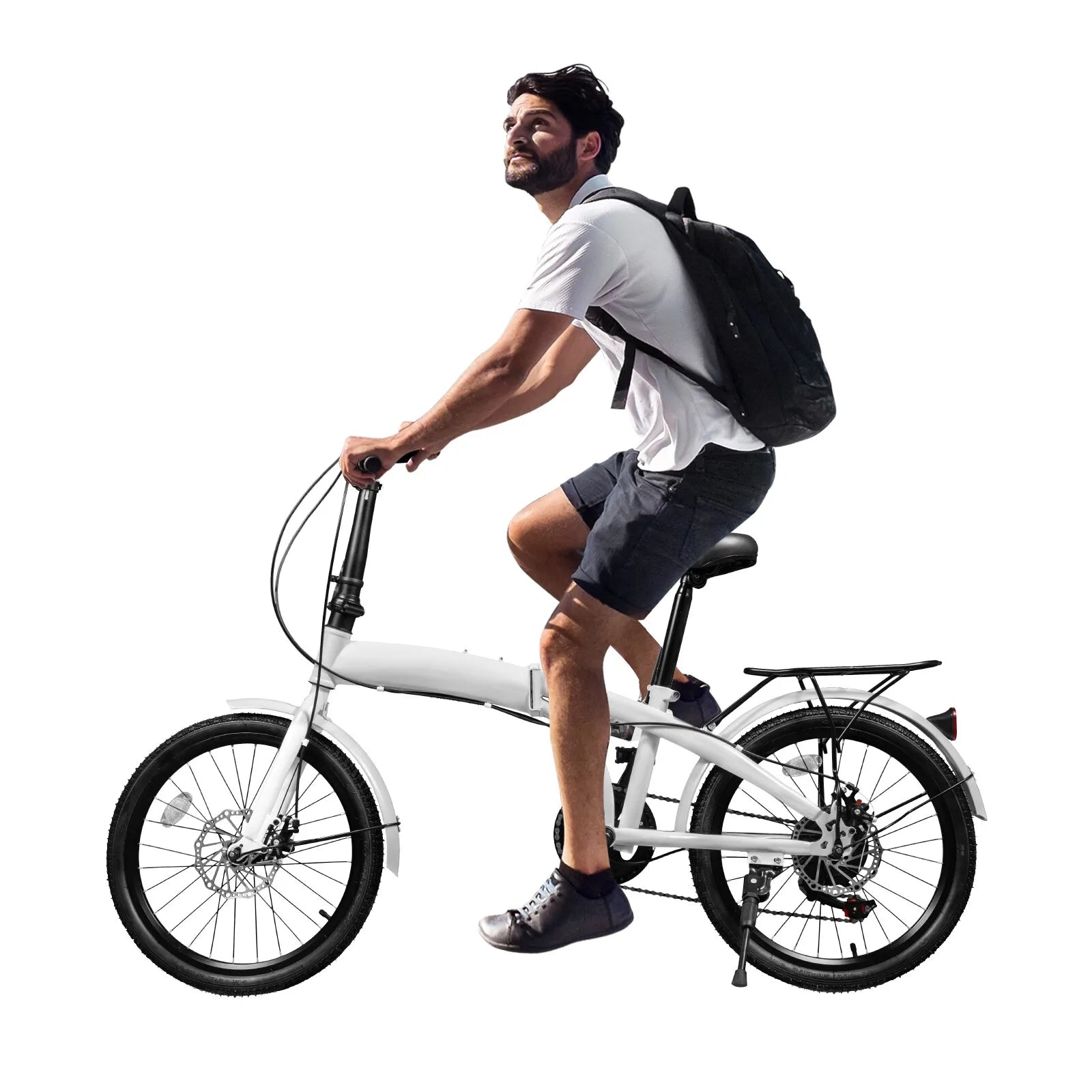 20 Inch Folding Bike 7 Speed Gears High Carbon Steel Frame Adjustable Seat Portable Bicycle for Adults