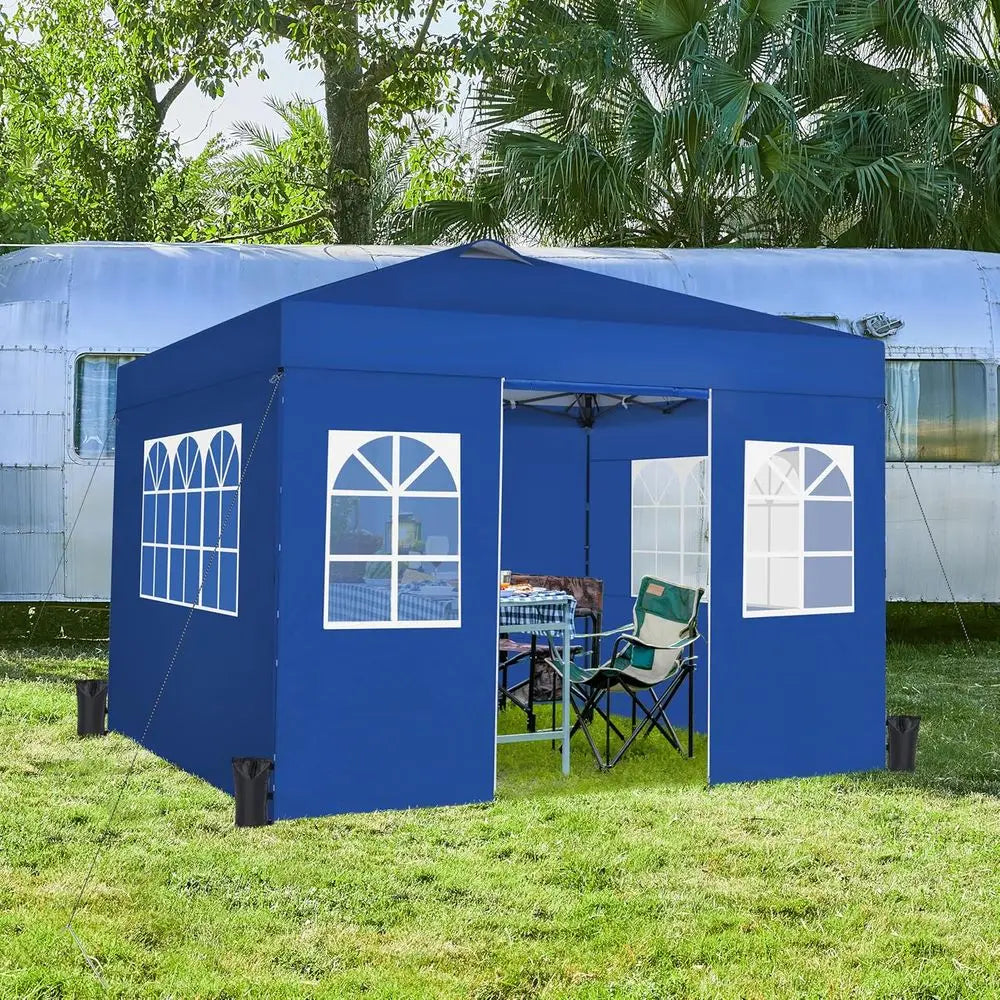 10x10 Heavy-Duty Blue Outdoor Event Tent with 4 Sides, 
One-Push Setup, 
and Roller Bag , for Parties & Weddings & Special Events Fairs, Road Side Shade