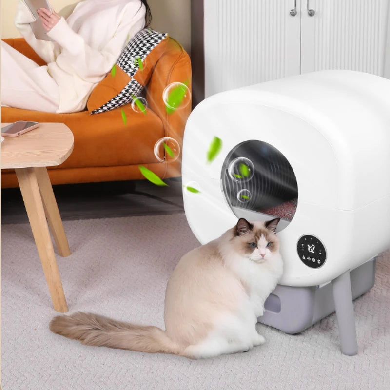 Automatic Smart Cat Toilet,   Electric Litter Box Can Be Remotely Controlled By App enclosed