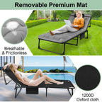 Portable Folding Camping Cot -
3-Position Adjustable Reclining Lounge Chair
 with Pillow, Outdoor Sleeping Bed (68cm Wide)
