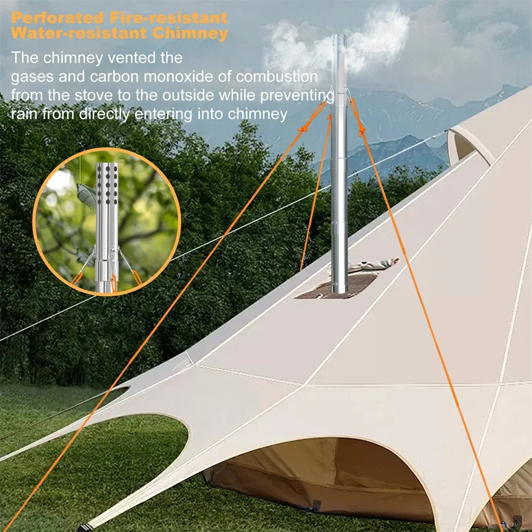 Hot Tent Stove,  , Portable Wood Stove with 6 Stainless Chimney Pipes for Outdoor Heating & Cooking