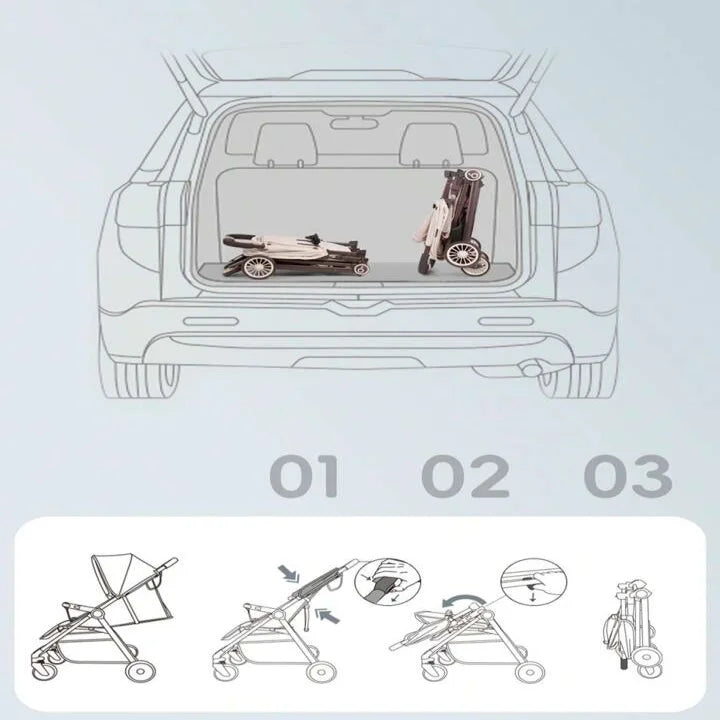 Lightweight And Portable One-click Folding Stroller, 
Quick Folding System, 
Miniature Size Make Travel Convenient, Portable Baby