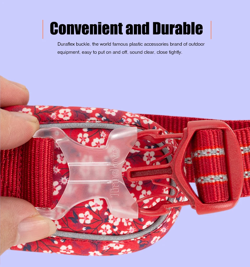 Truelove Pet Dog Harness Floral 
No Pull,      Cotton Fabric Breathable and Reflective Soft for Big ,Medium ,Small, Adjustable Vest