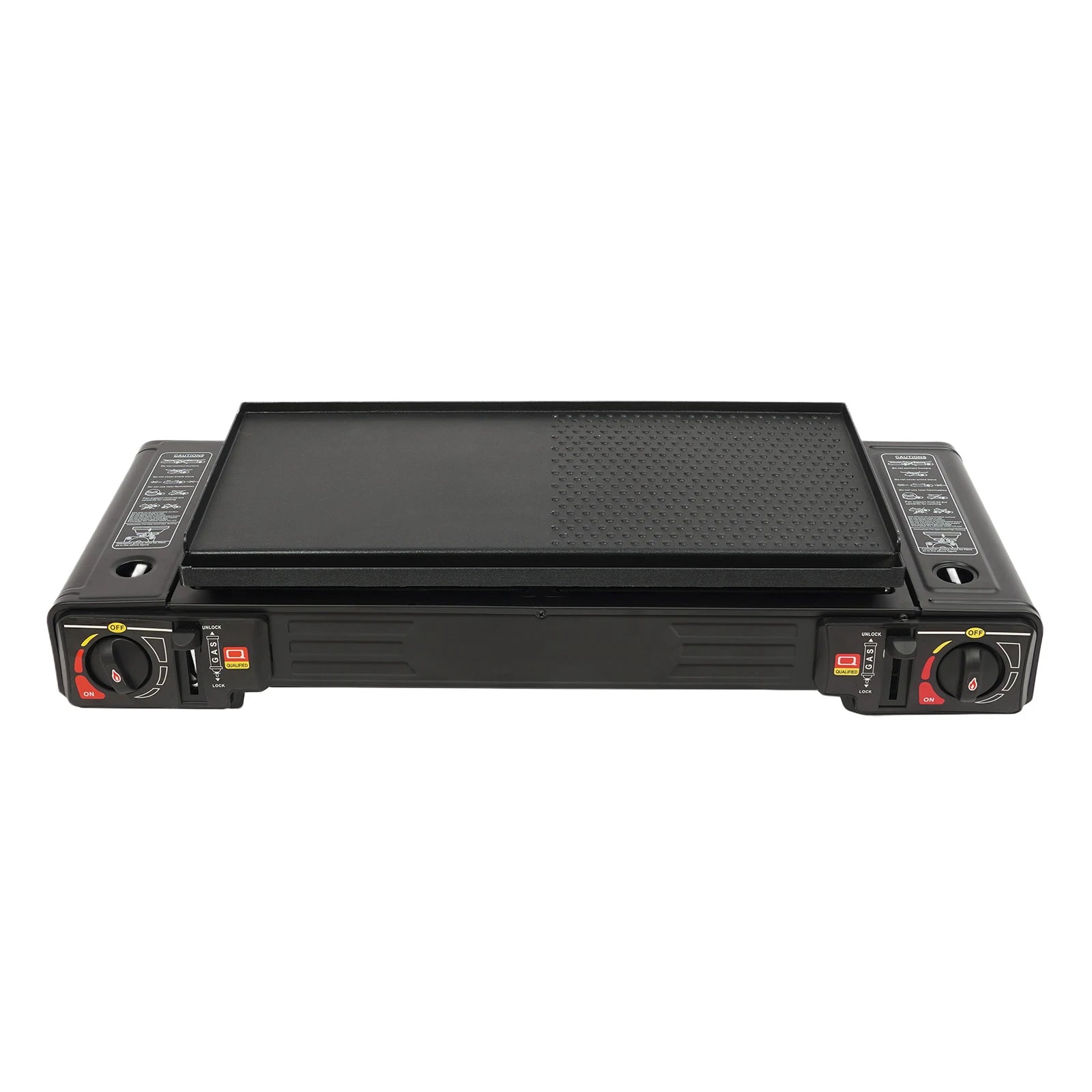 2 Burners-- Portable Camping Stove,     2.5KW Auto Ignition
Butane/LPG Gas  w/Baking Tray+Carrying Case for RV Outdoor Picnic BBQ