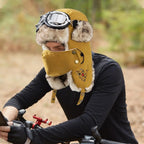 Lei Feng Hat Men's Windproof Hunter Hat For Men Winter Warm Trapper Hat With Goggles Earmuffs Face Cover For Cycling Skiing
