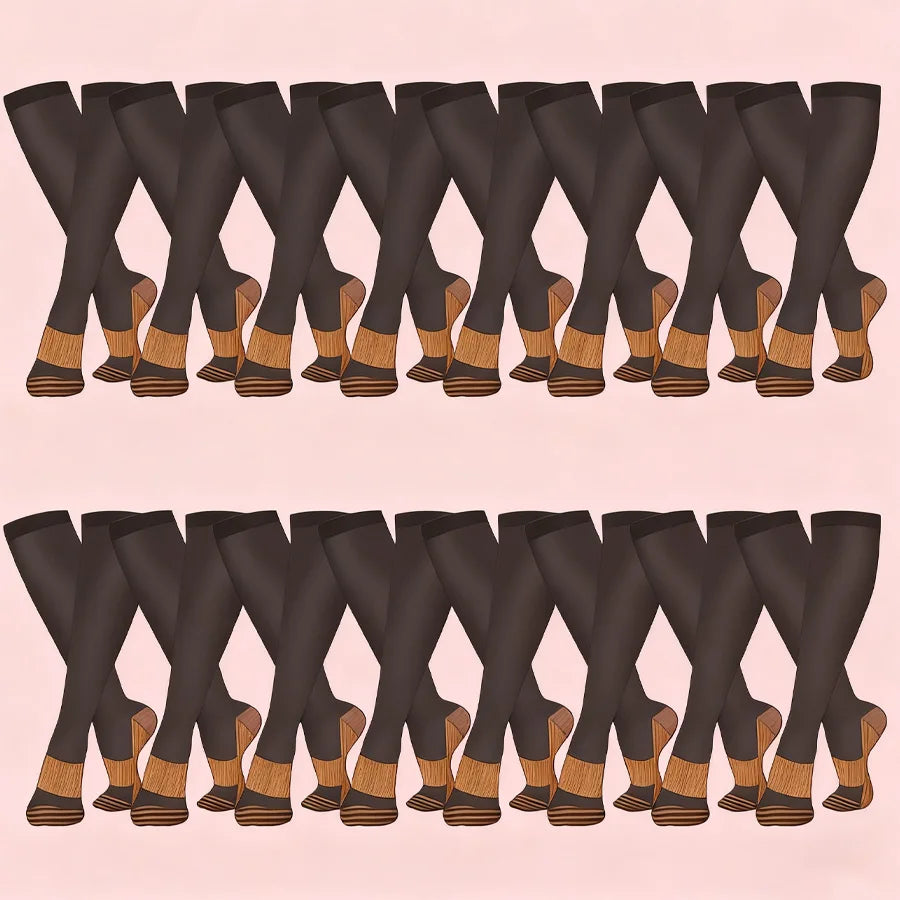 16 pairs copper compression socks
for men and women  
for running, traveling for nurses and pregnant women mid-calf design